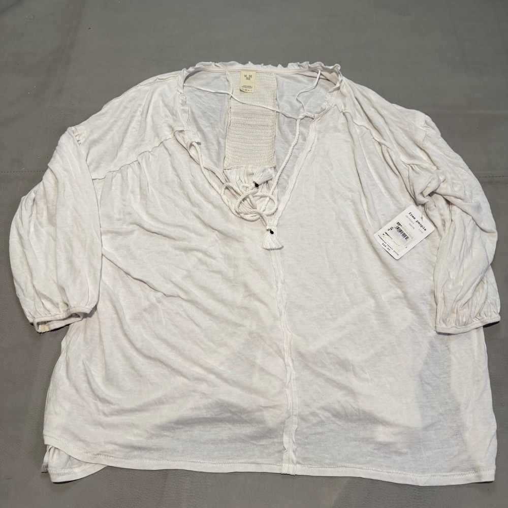 New Free People We The Free White Tassel Top Cottage Prairie BOHO OB758410-S6586